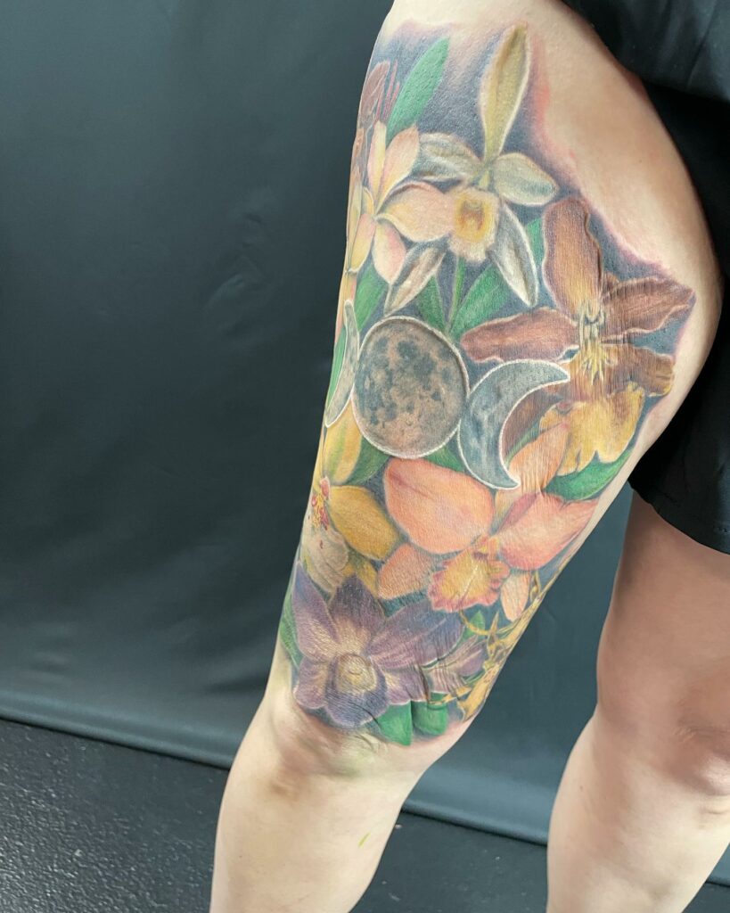 Orange Orchid Tattoo