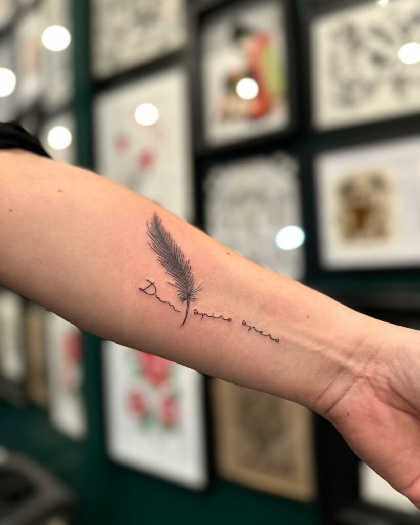 Effortless Feather: Symbolic Tattoo with Personal Touch
