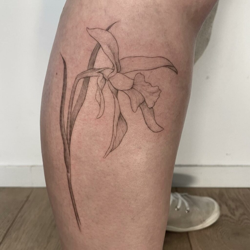 One-Line Orchid Tattoo