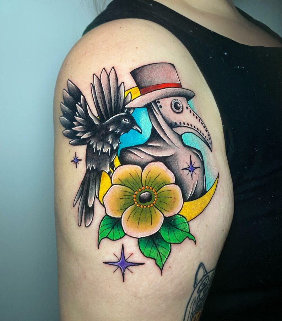 American Traditional Plague Doctor Tattoo