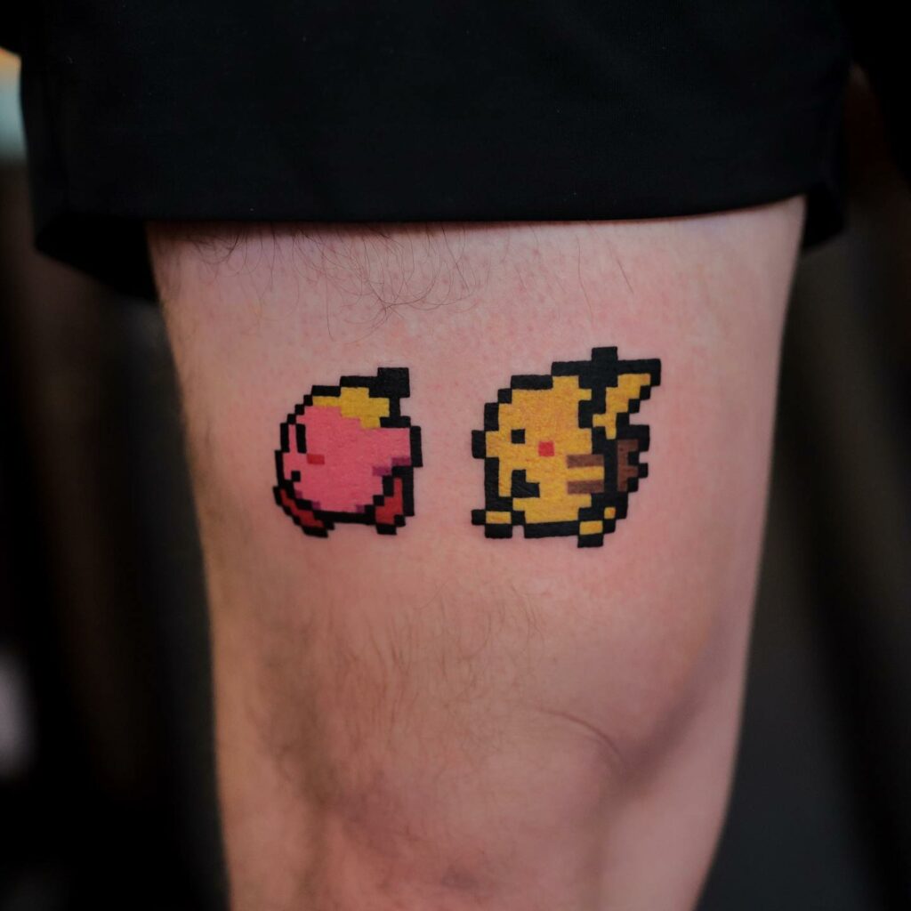 Colorful Kirby Video Game Tattoos
