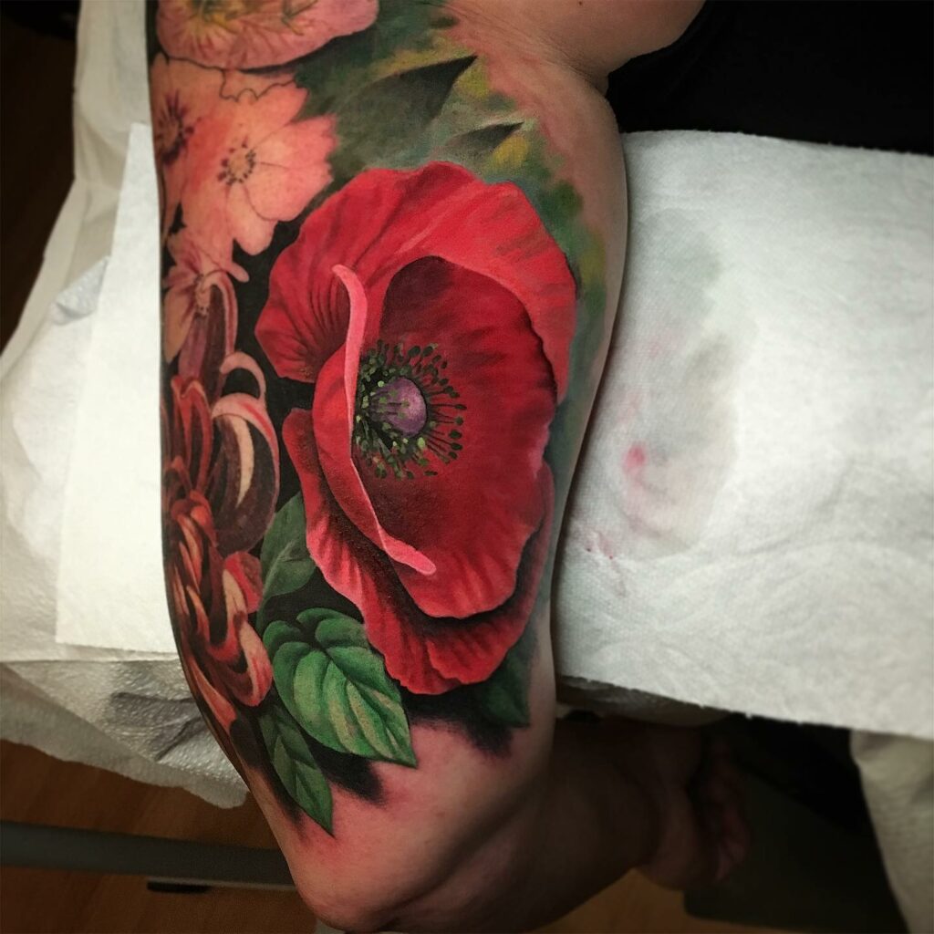 Neo-traditional Poppy Tattoo