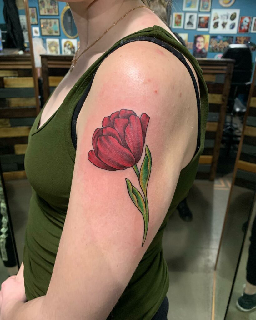 Red Tulip Tattoo