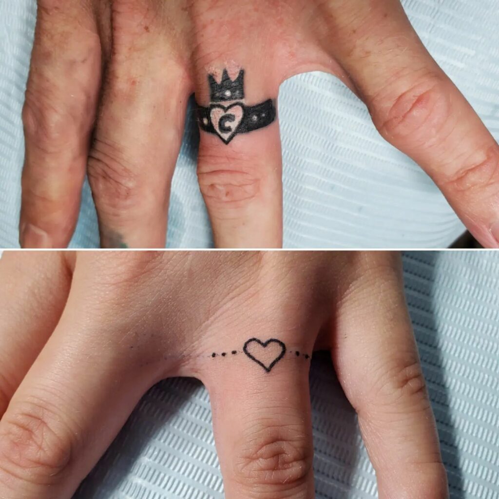 Crown Wedding Ring Tattoo