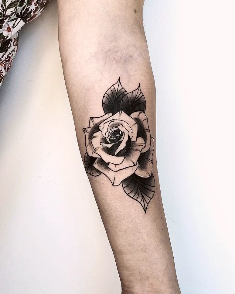 Black and White Rose Tattoo