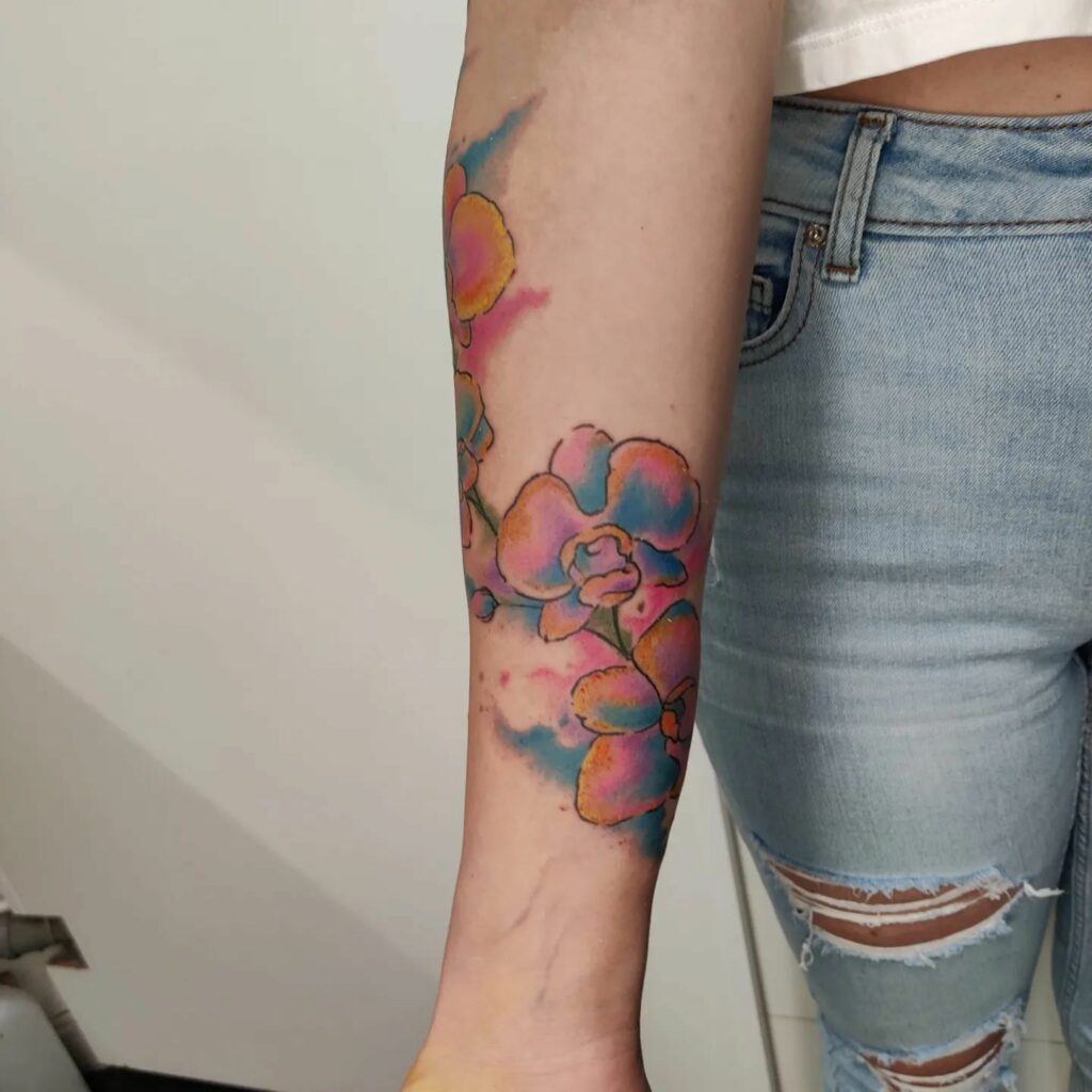 Watercolor Orchid Tattoo