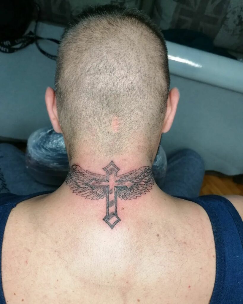 Cross with Wings Tattoo