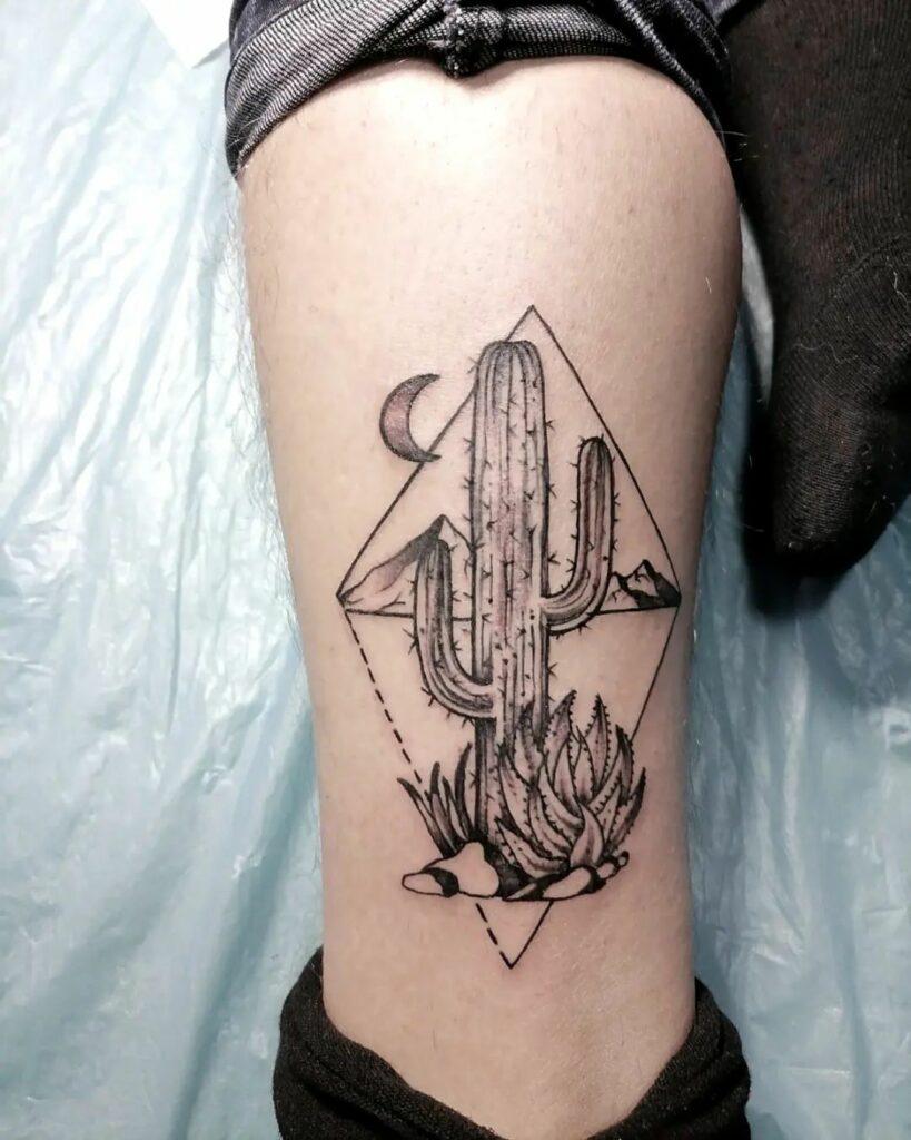 Geometric Cactus Tattoos