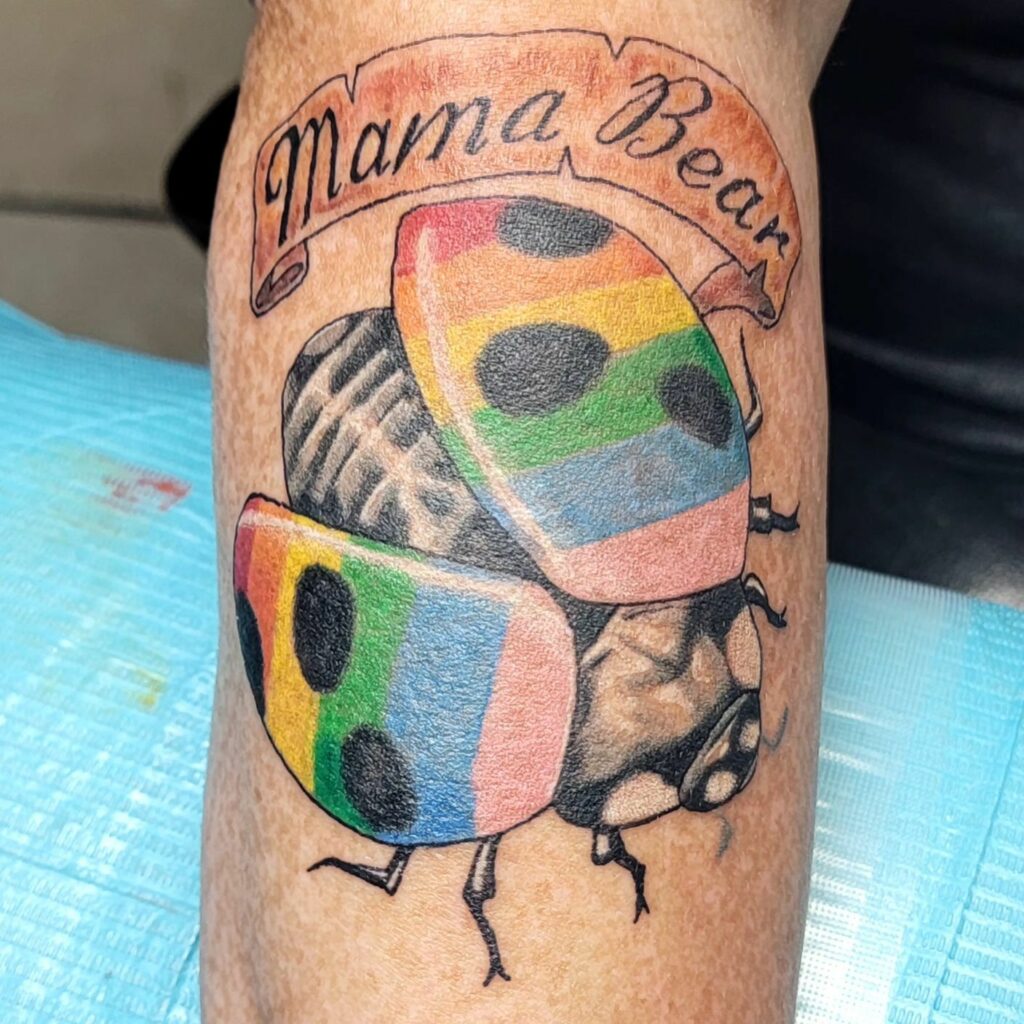 Monochromatic Ladybug Tattoo