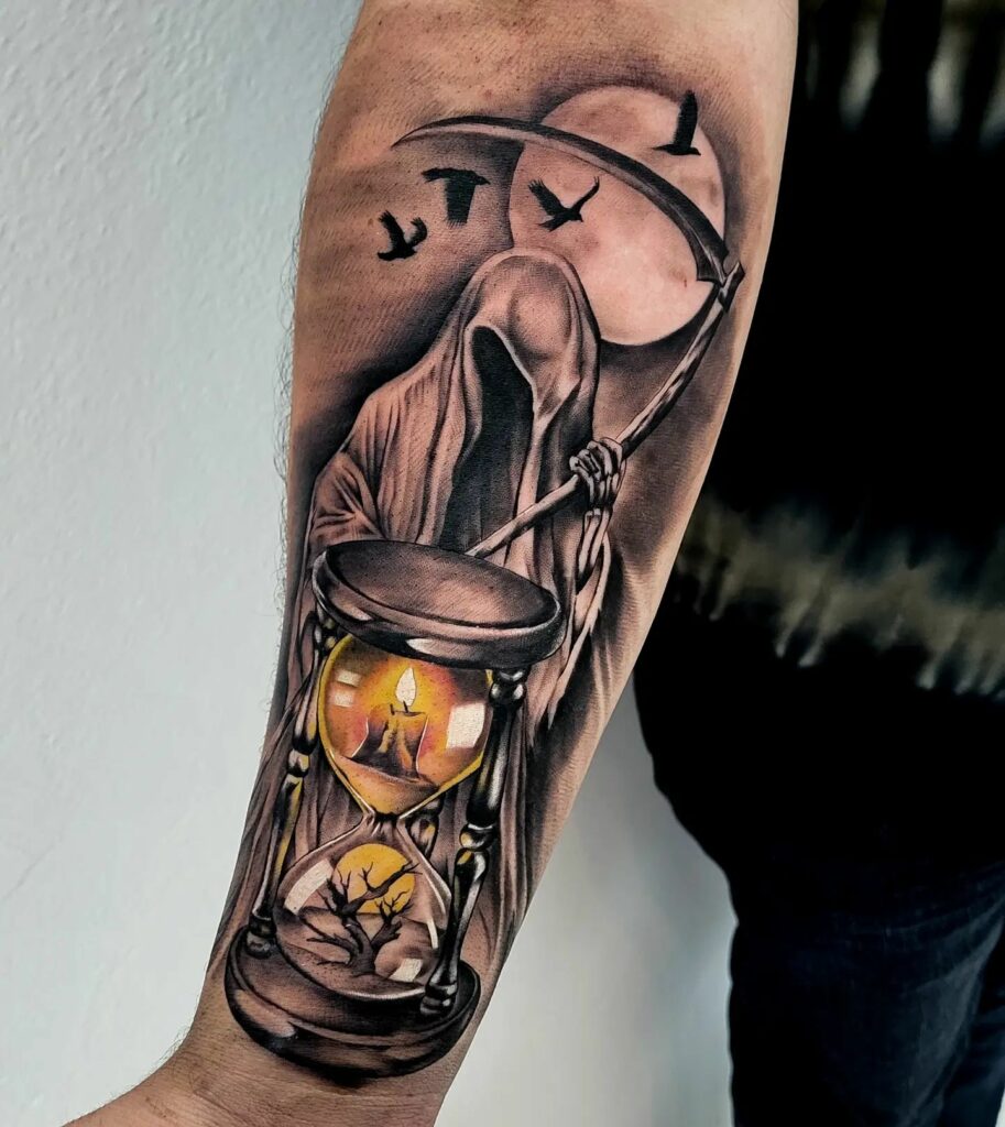 grim reaper hourglass tattoo design