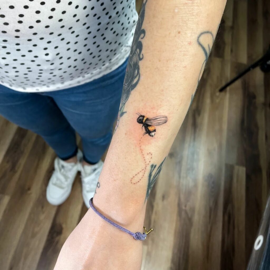 Bee with Path Tattoo