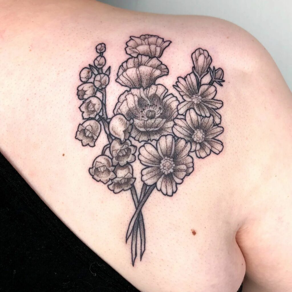 Black & Grey Poppy Tattoo
