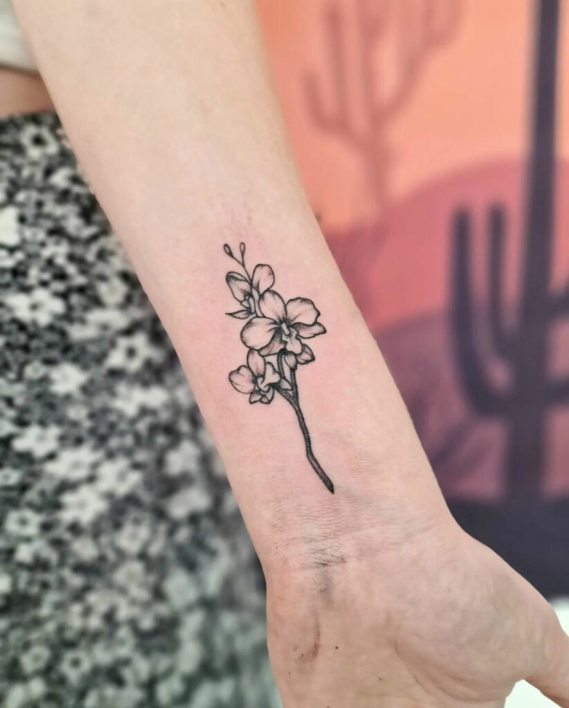 Single Needle Orchid Tattoo