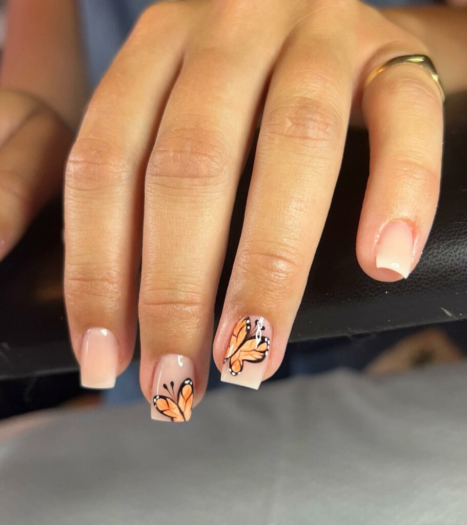 Squared Shape Butterfly Nails