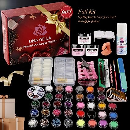 Acrylic Nail Kit-Nail Acrylic Powder Kit with Liquid Monomer and Acrylic Brush Glitter Decoration