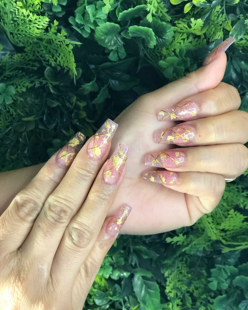 Luxurious Acrylics with Gold Flakes