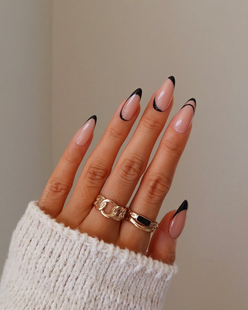 French Black Nude Nails