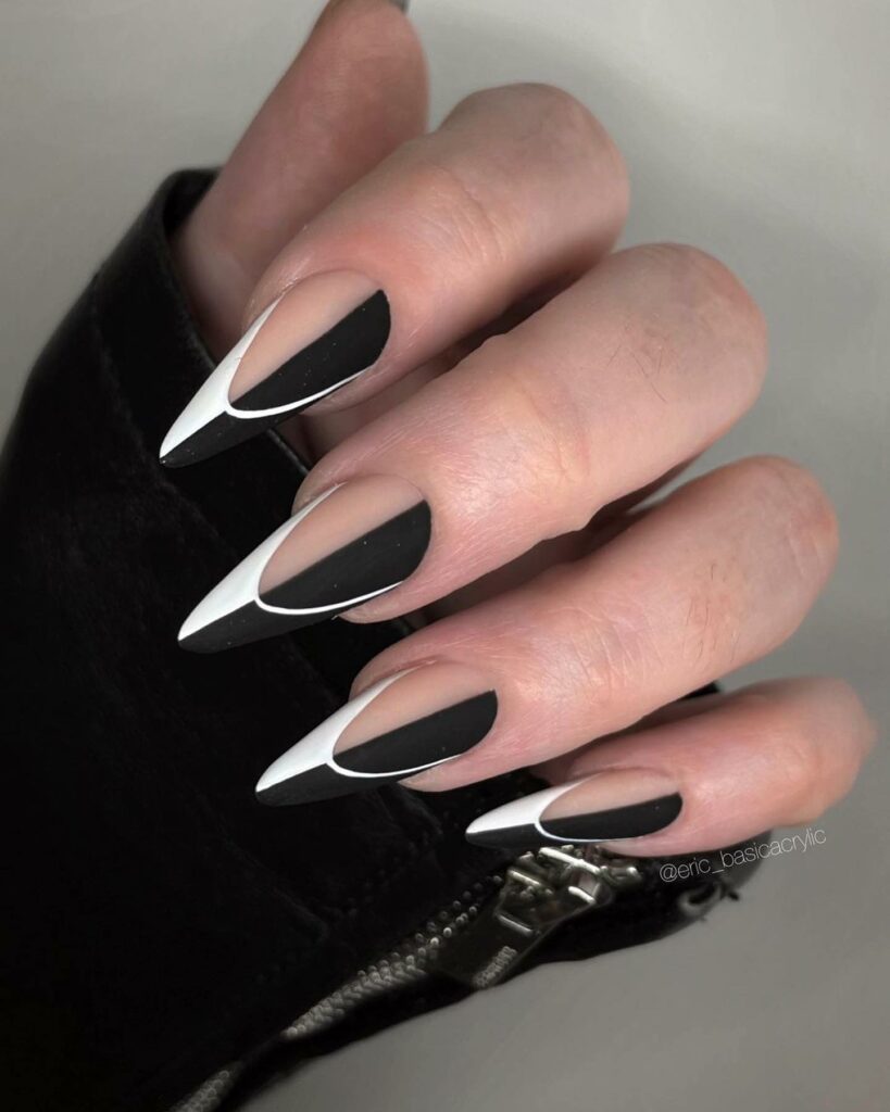 Black and White Stiletto Nails
