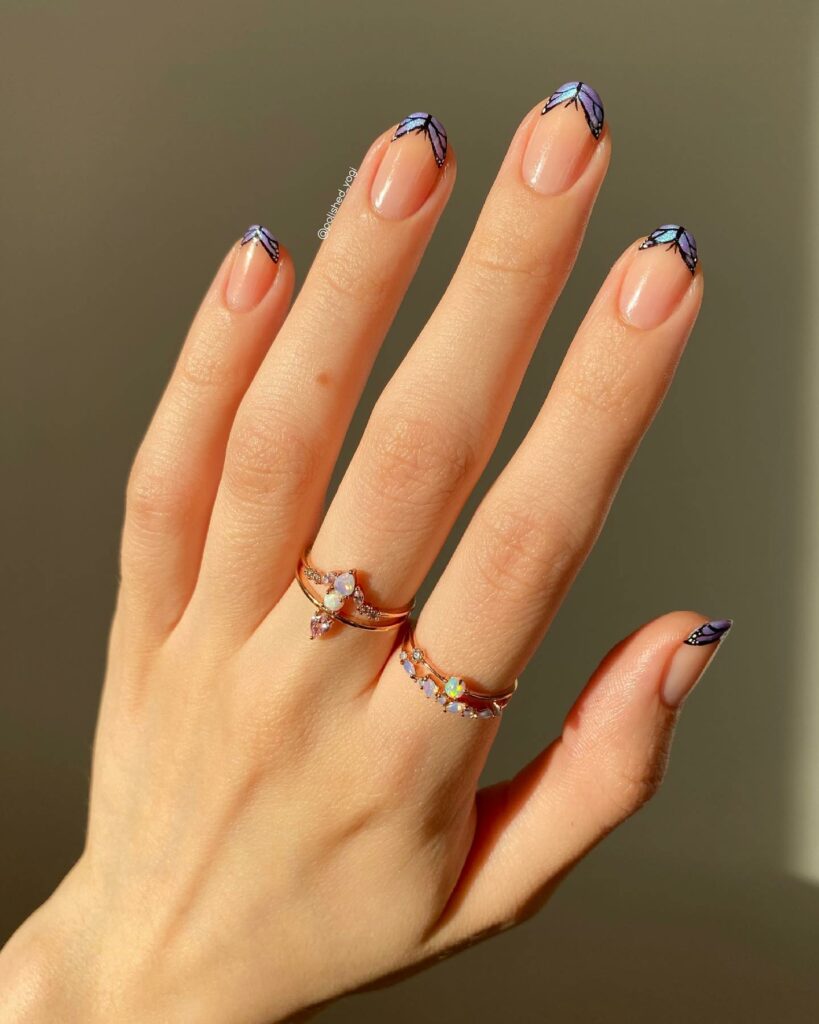 Classic French Butterfly Nails