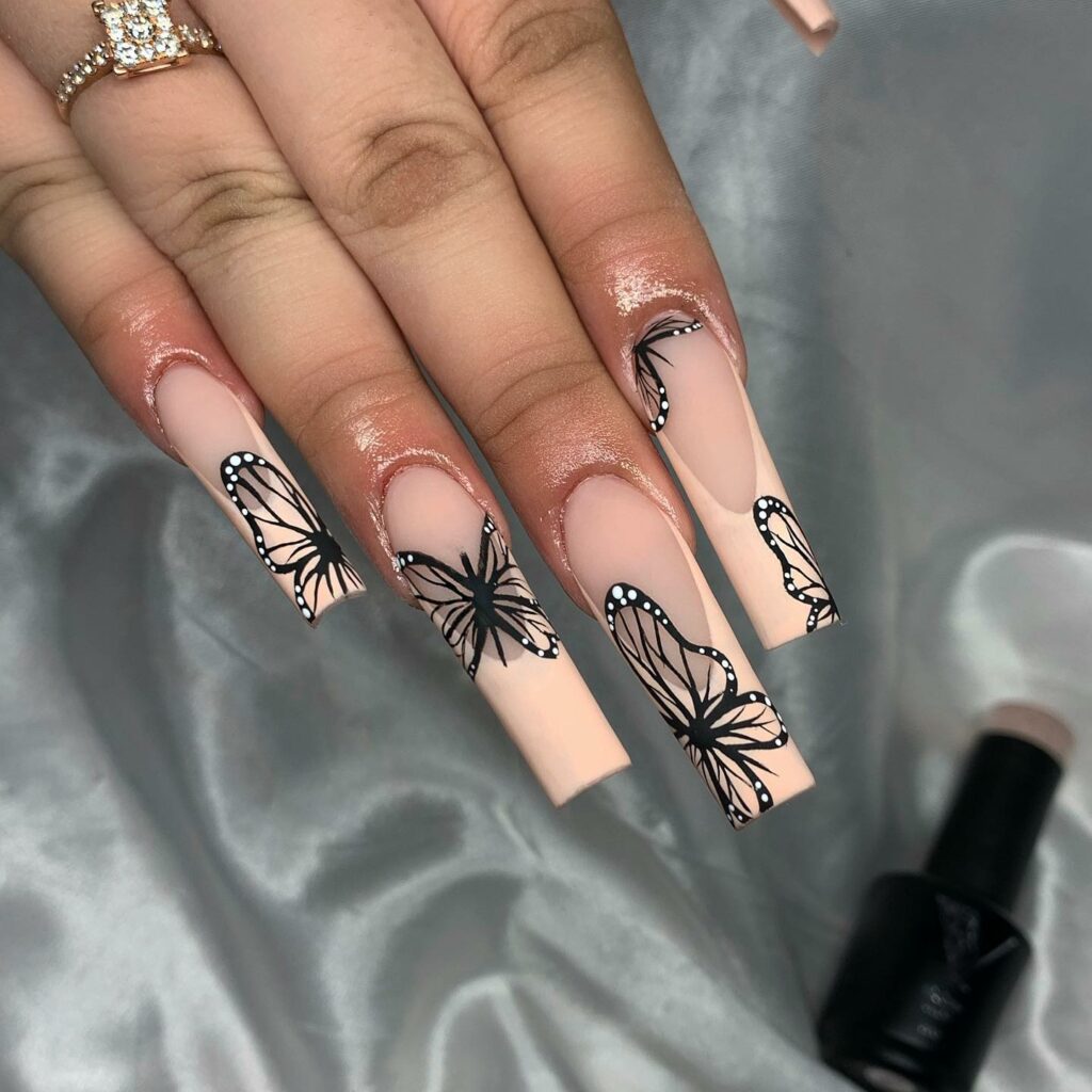 Matte Acrylic Butterfly Nails