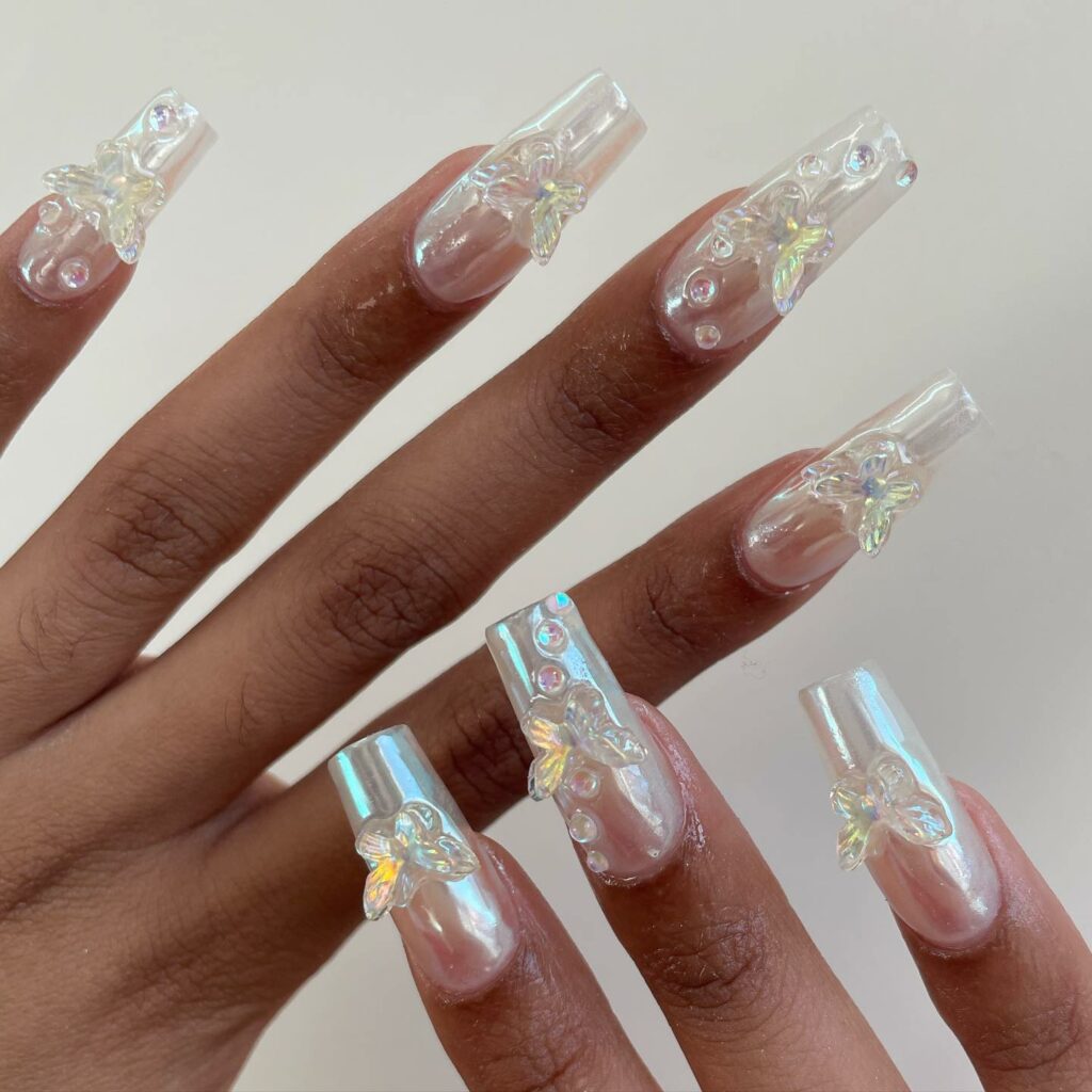 Crystal Clear Butterfly Nails