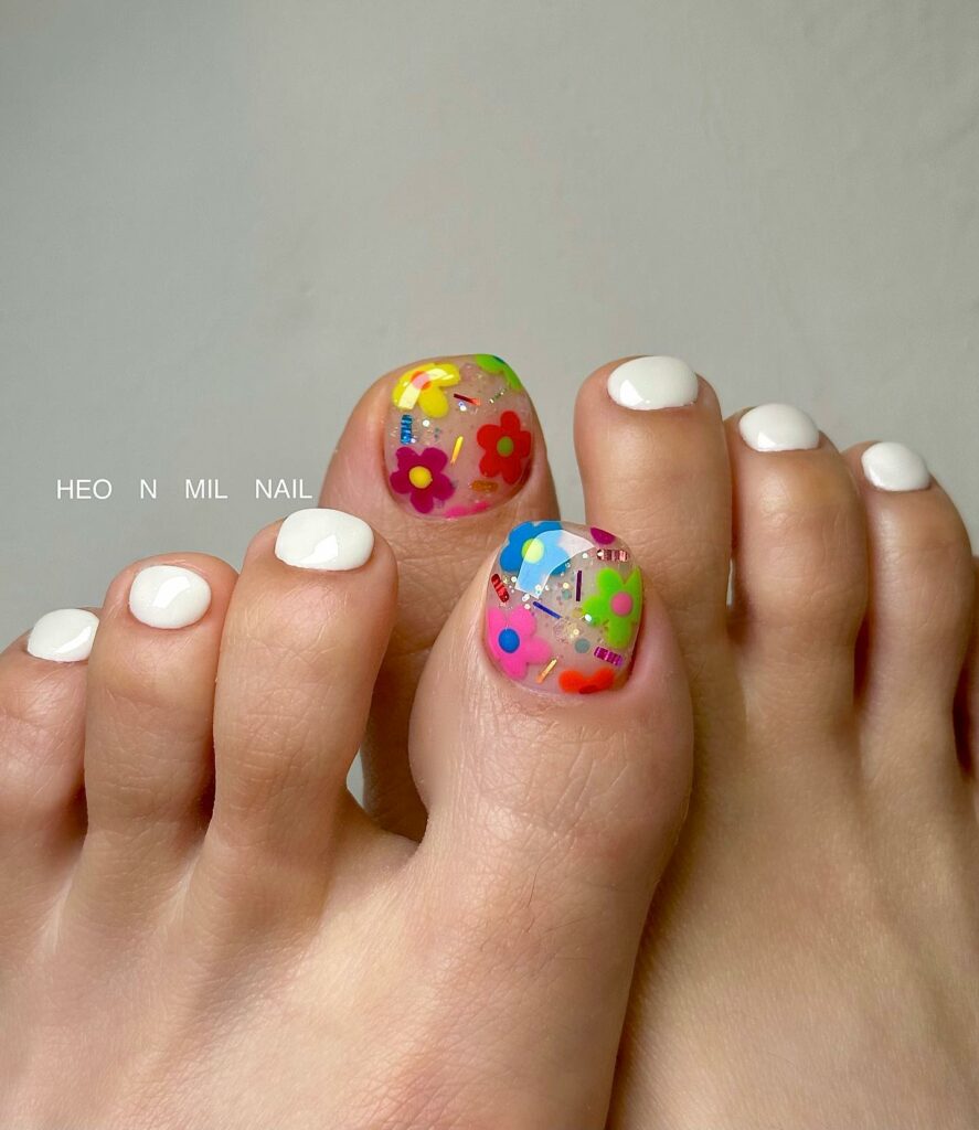 Colorful Floral Toe Nails