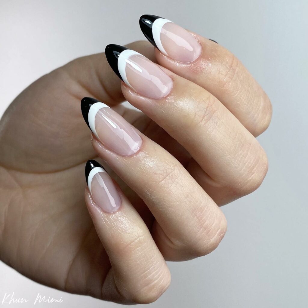 Double French Black and White Nails