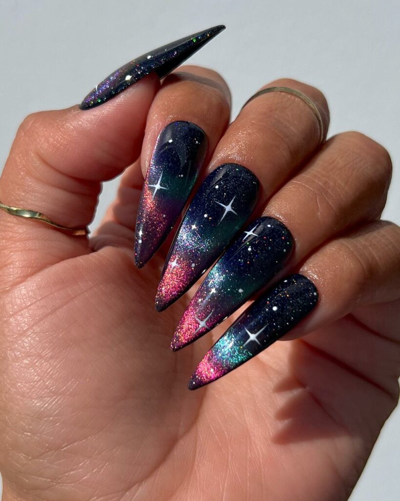 Galaxy-Inspired Stiletto Nails