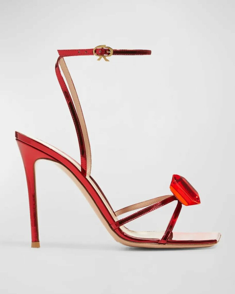 Gianvito Rossi Jaipur Metallic Jewel Ankle-Strap Sandals