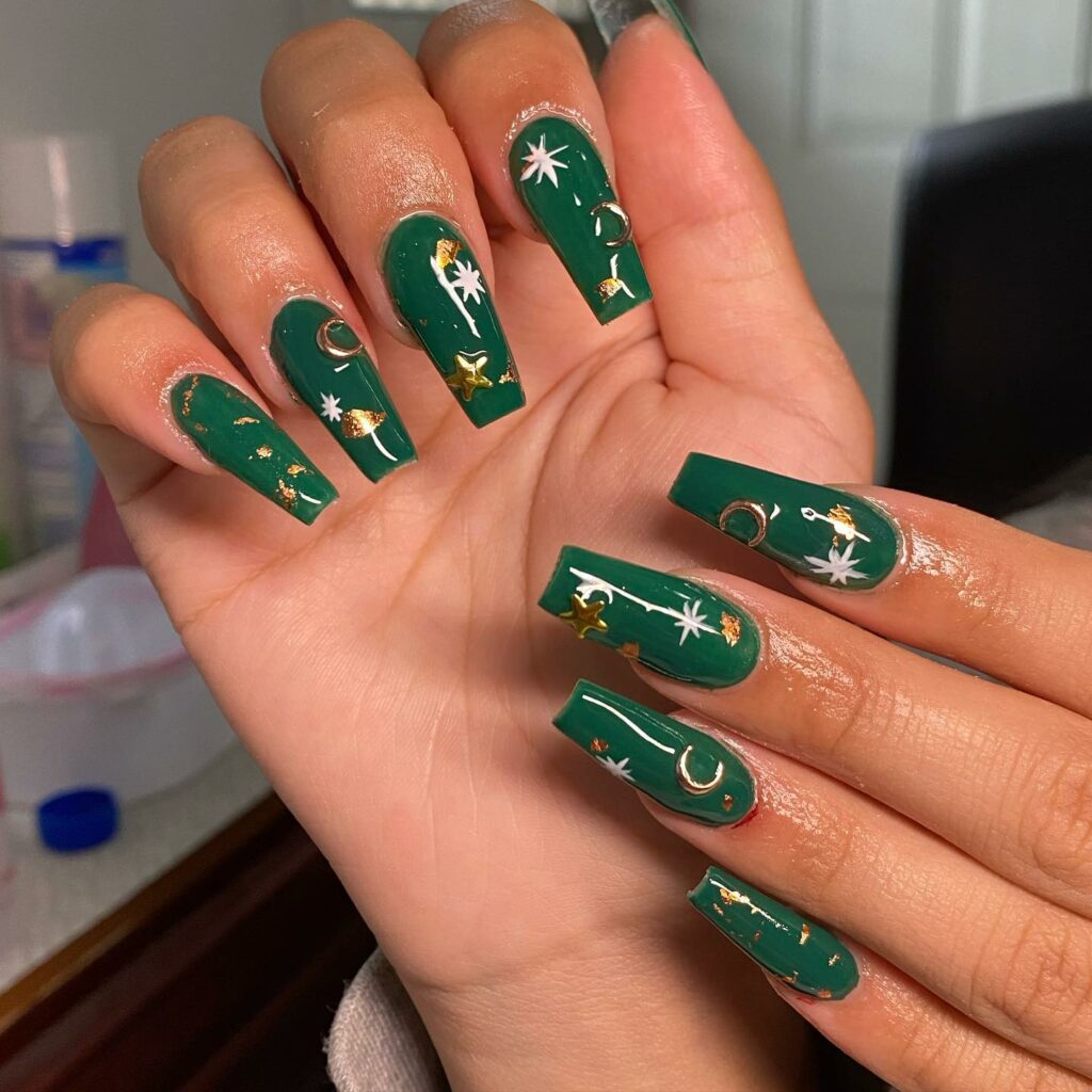 Green Galaxy green nails