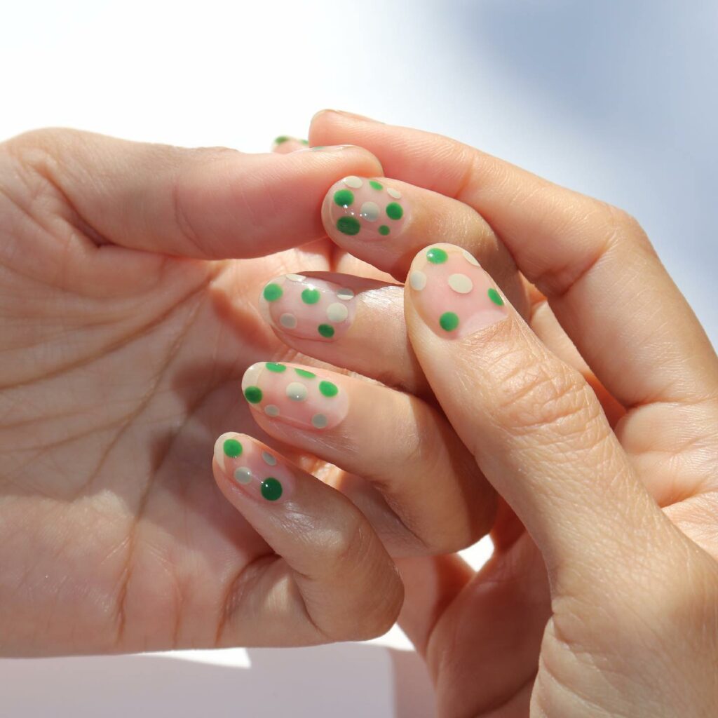 Green Stripes and Dots green nails