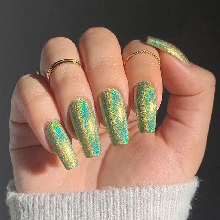 Holographic Green Nails