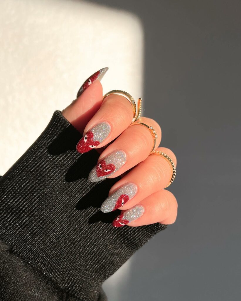 Vibrant Heart Red Nails