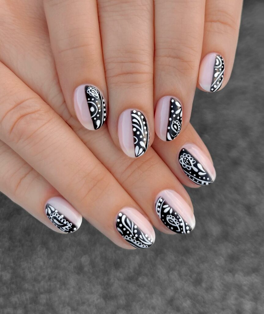 Creative Abstract Black and White Nails