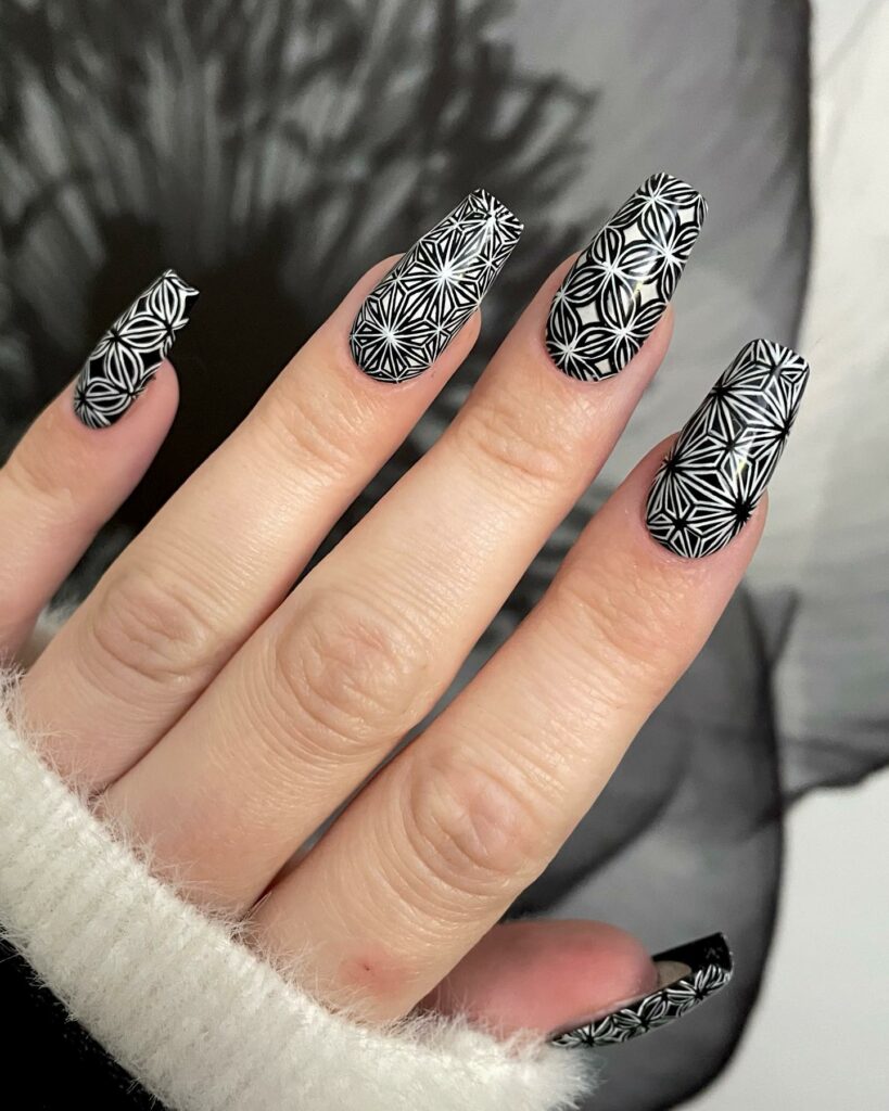 Monochrome Mandalas on Black & White Nails