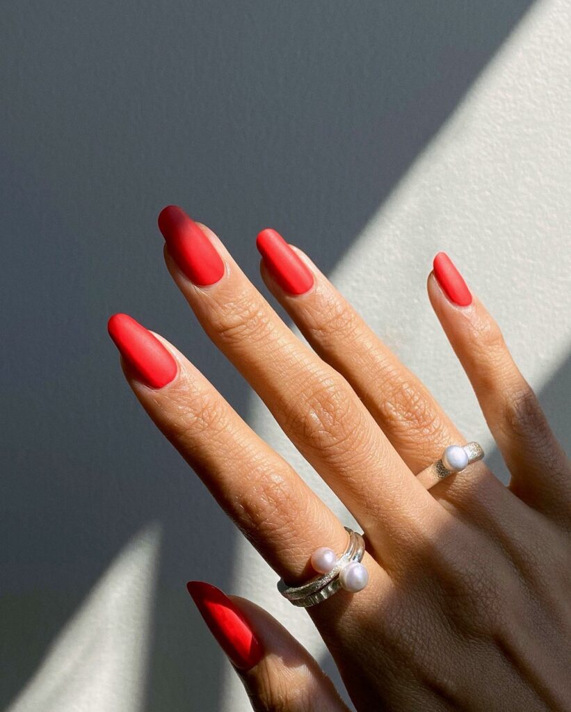 Sophisticated Matte Red Nails