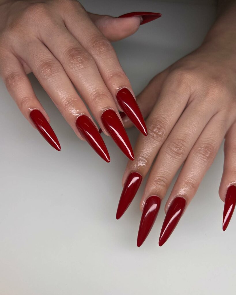 Sleek Stiletto Red Nails