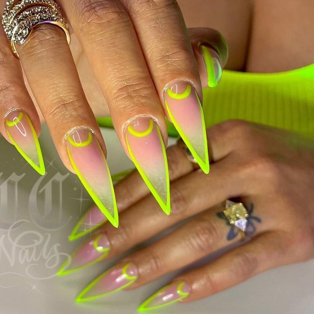 Neon Stiletto Nails