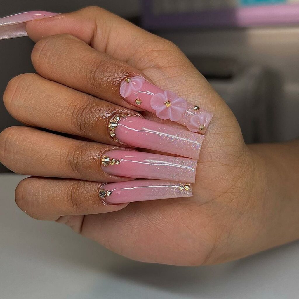 Ombre Pink Acrylic Nails