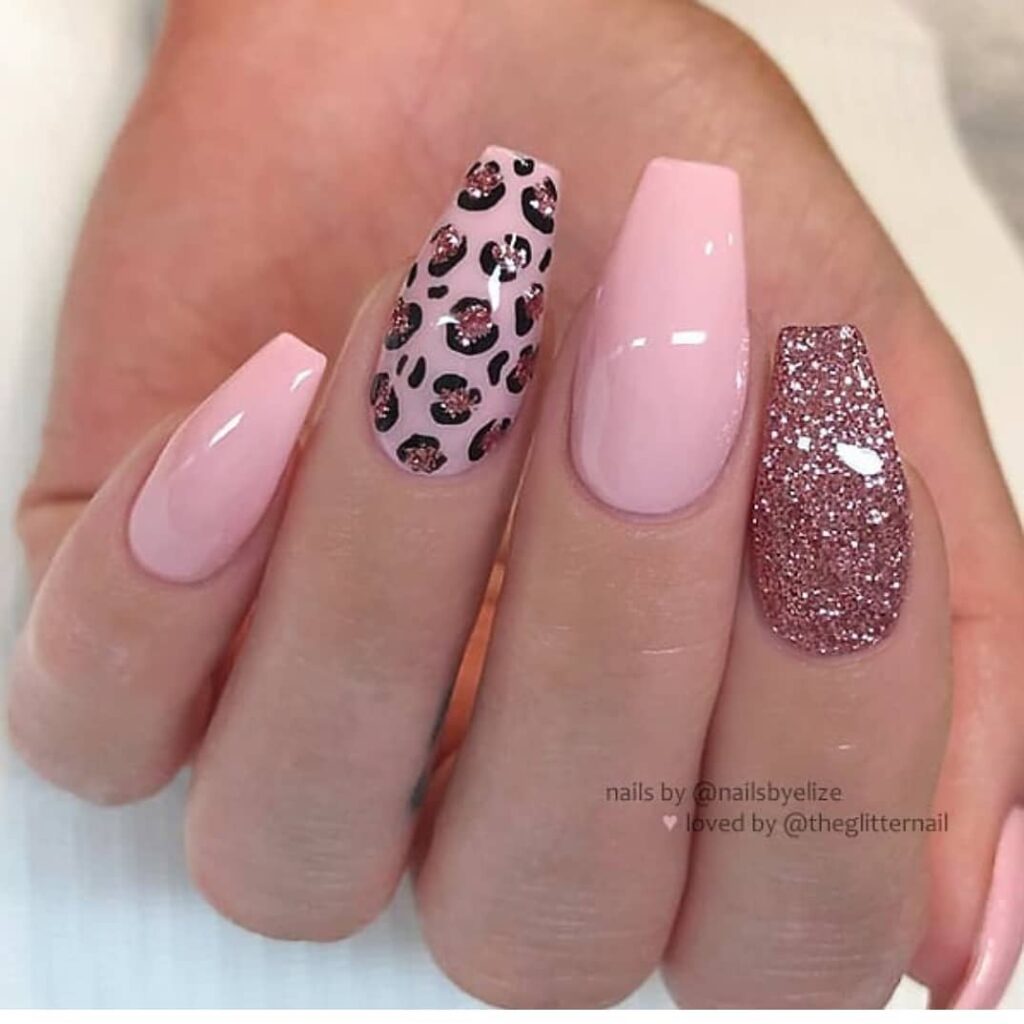 Pink Animal Print Nails