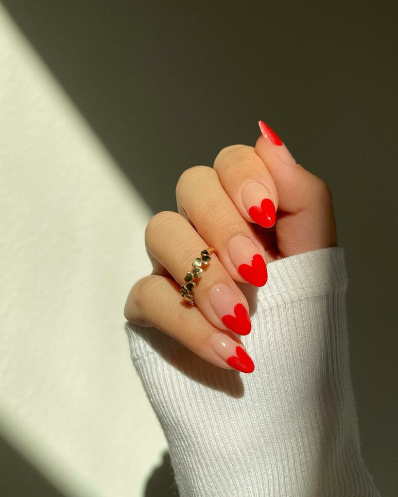 French Red Heart Nails