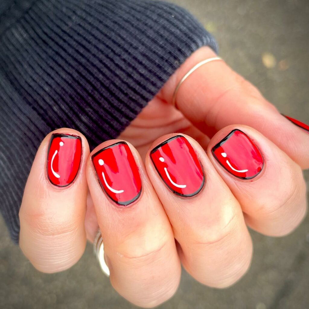 Pop Art-Inspired Red Nails
