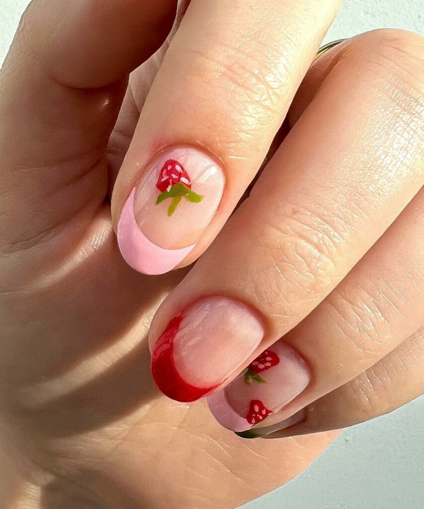 Strawberry Art with French Manicure