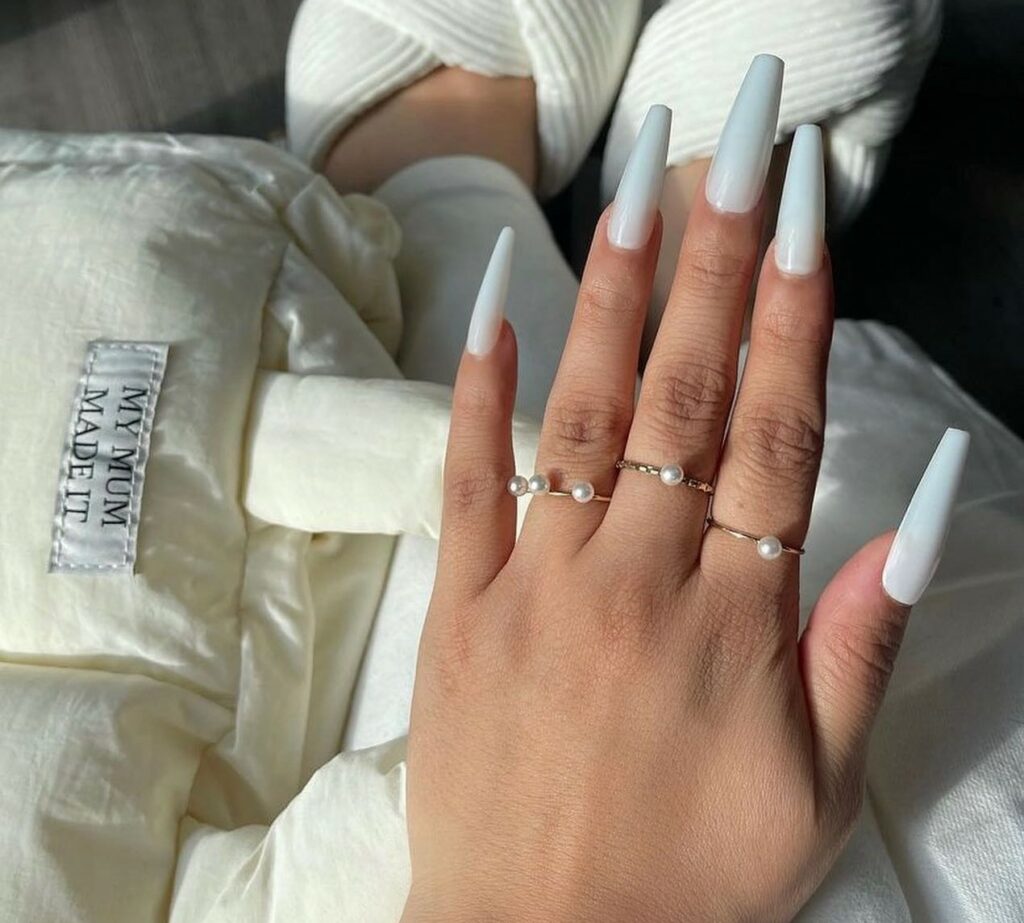 Coffin White Nails for a Bold Statement