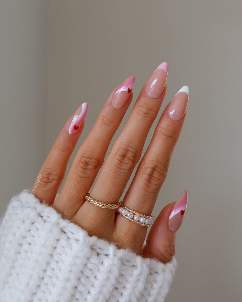 White Nails with Hearts