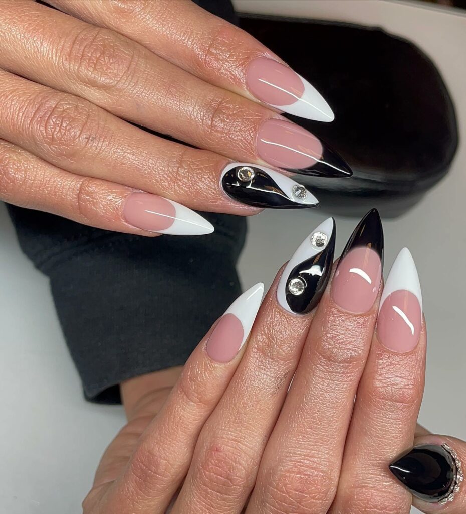 Yin and Yang-Inspired Black & White Nails