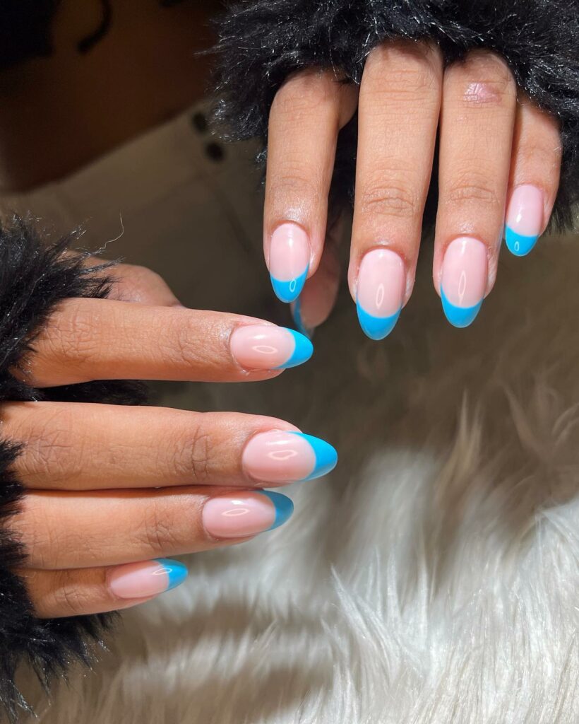 blue french nails