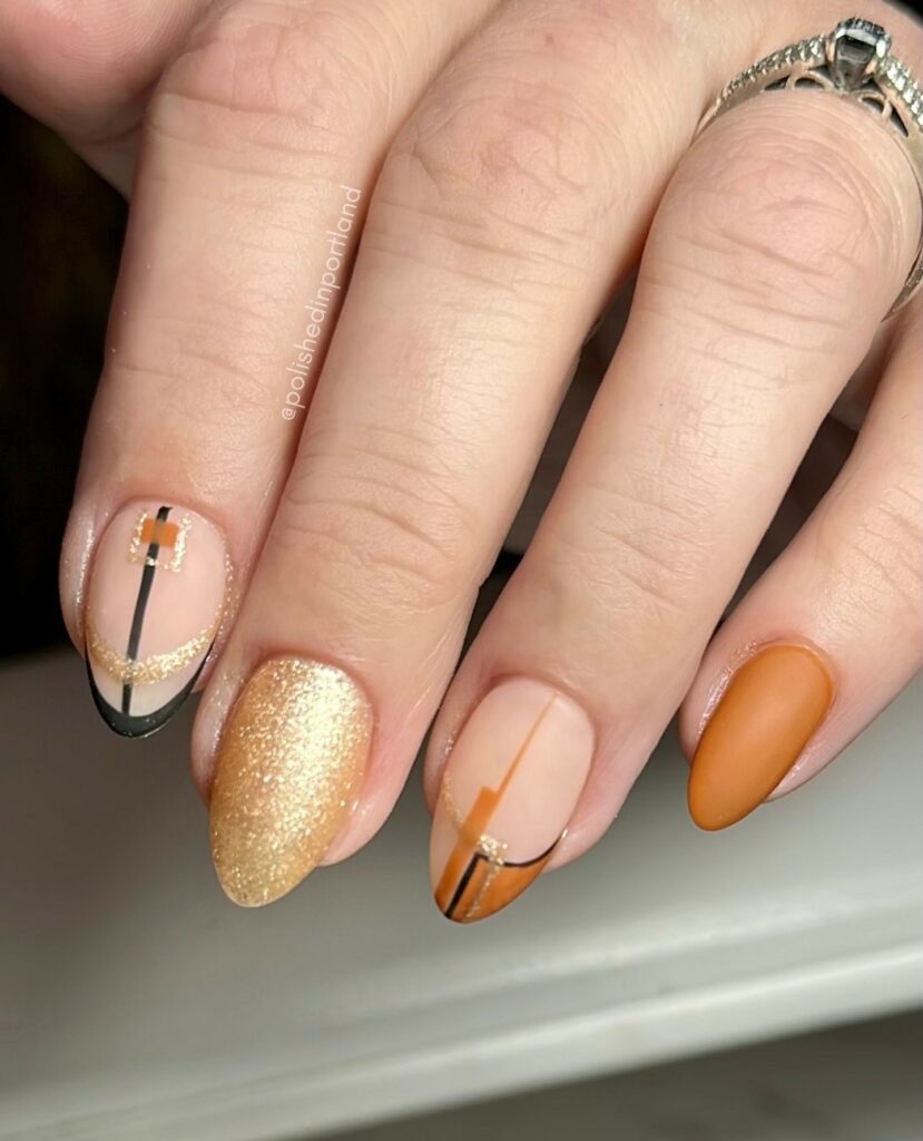 glossy Burnt Orange nails