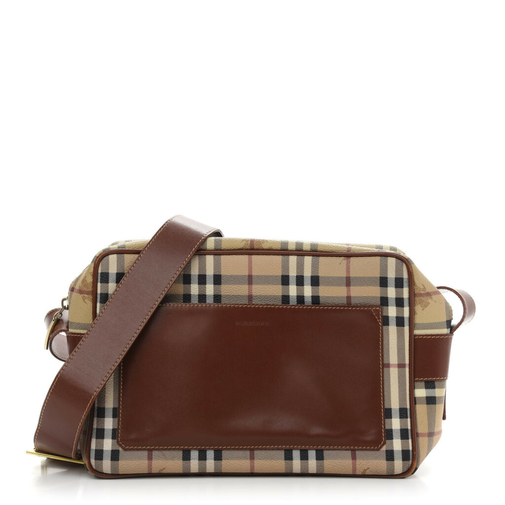 BURBERRY Haymarket Check Crossbody Bag Brown