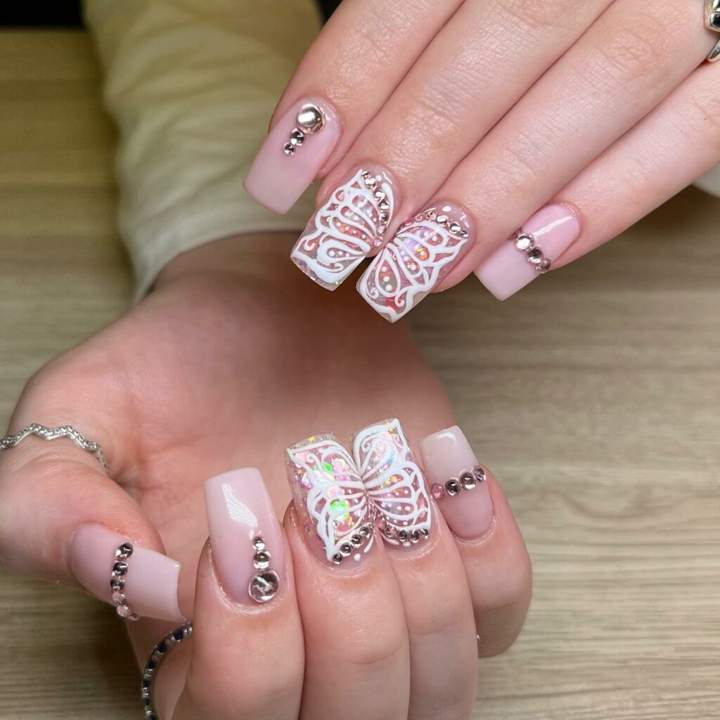 Lace acrylic nails